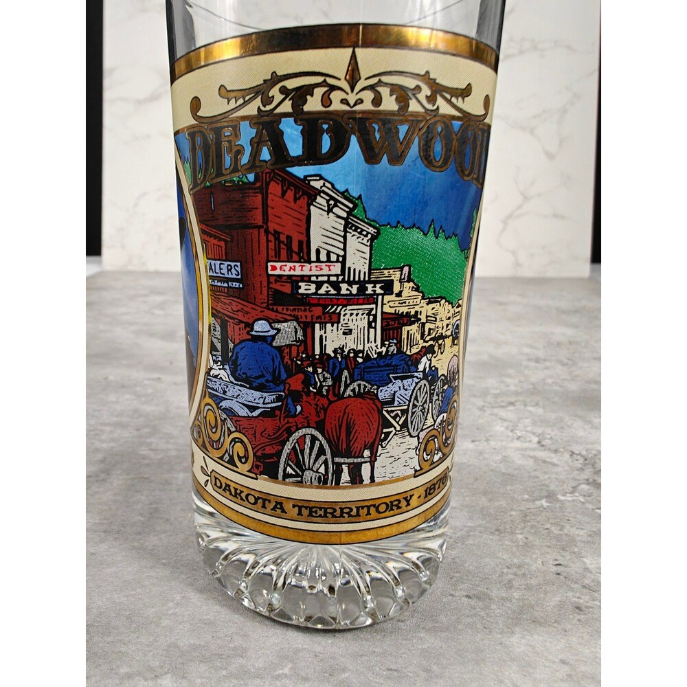 Vintage Deadwood Glass Stein Western Saloon Wild Bill Calamity Jane South Dakota